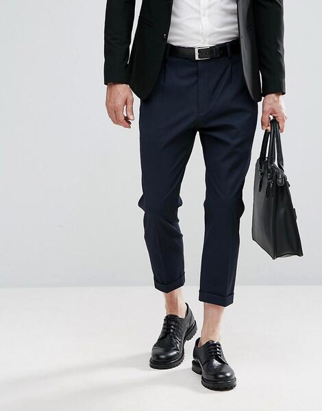 Укороченные брюки Selected Homme - Темно-синий 1158159
