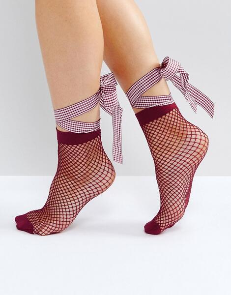 Сетчатые носки с бантом ASOS - Фиолетовый ASOS DESIGN 1085308