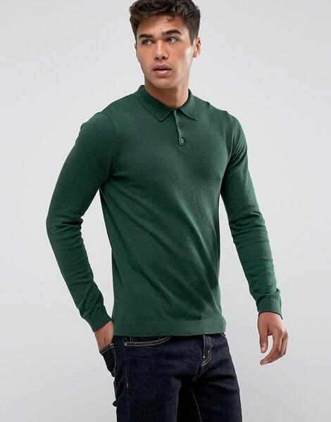 Зеленая облегающая футболка-поло ASOS - Зеленый 1091436