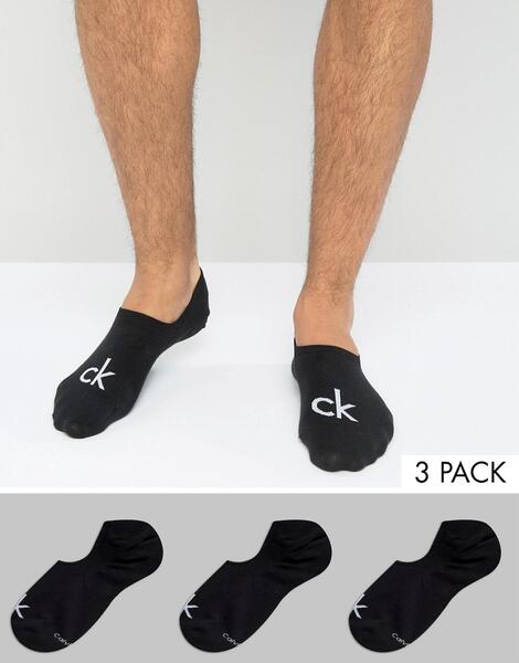 3 пары черных невидимых носков Calvin Klein - Черный 1023676