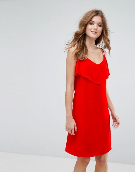 Платье на бретелях с оборкой Lavand - Красный 1120365