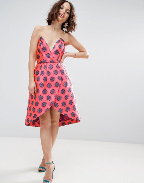 Жаккардовое платье-бандо мини с запахом ASOS SALON - Мульти ASOS DESIGN 984018