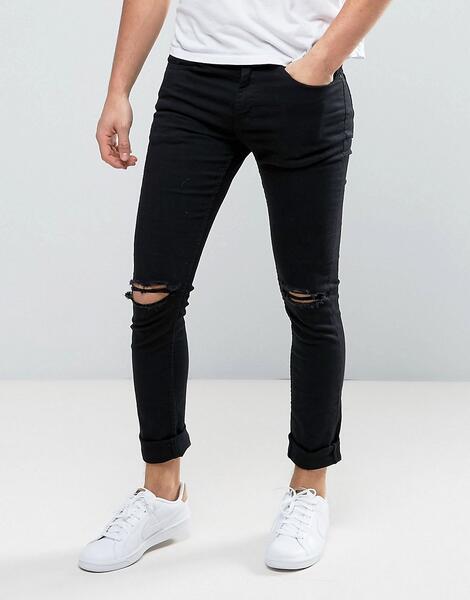 Черные рваные джинсы скинни New Look - Черный 1057040