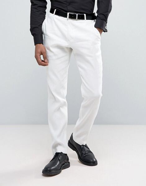 Узкие льняные брюки Selected Homme - Белый 1021876