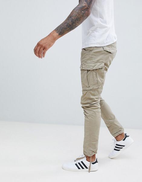 Облегающие брюки-карго Jack & Jones Intelligence - Светло-бежевый 960788