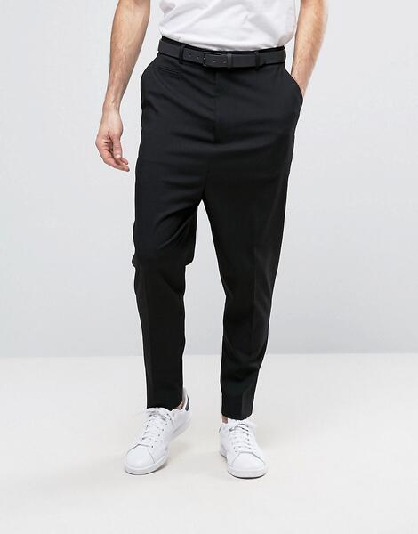 Черные брюки с заниженным шаговым швом ASOS DESIGN - Черный 919851