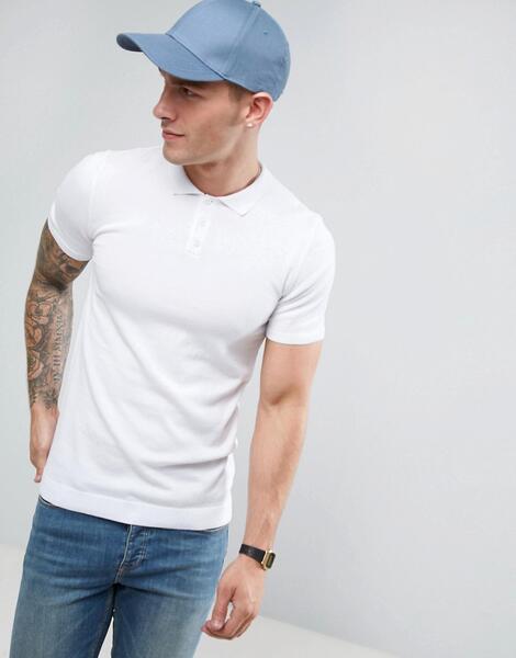 Белая обтягивающая футболка-поло ASOS - Белый ASOS DESIGN 1090083