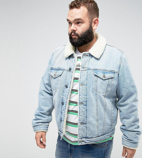 Выбеленная джинсовая куртка с подкладкой из искусственного меха ASOS P ASOS DESIGN 1051322