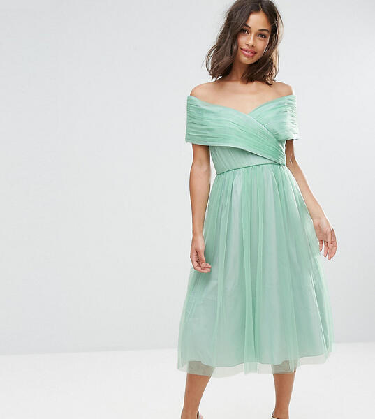 Платье миди из тюля ASOS PETITE WEDDING - Зеленый 1049892