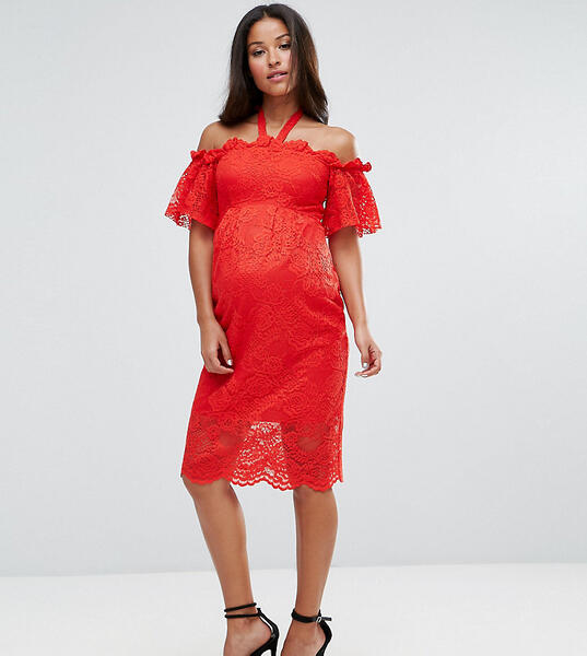 Кружевное платье с широким вырезом Hope & Ivy Maternity - Красный Hope and Ivy Maternity 1107994