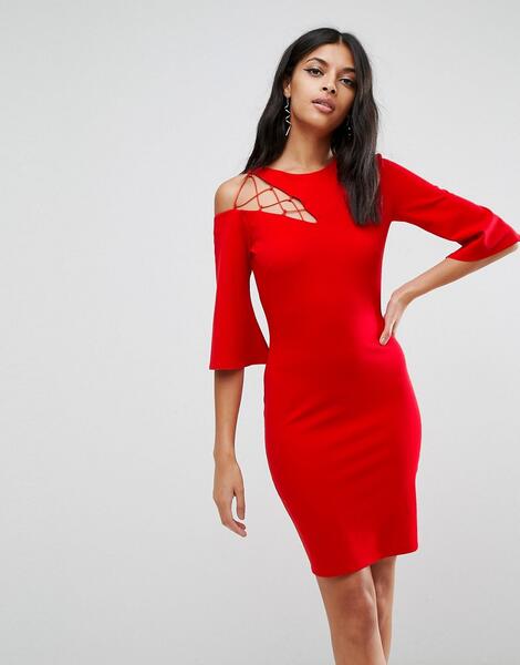 Свободное платье с рукавами клеш ASOS - Красный ASOS DESIGN 1064912