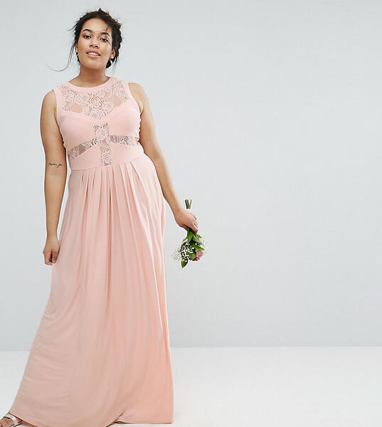 Плиссированное платье макси с кружевным лифом ASOS CURVE WEDDING 1062822