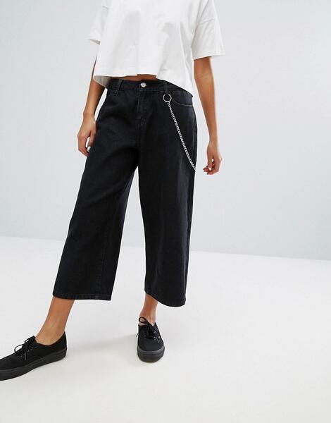 Широкие расклешенные джинсы с цепочкой Daisy Street - Черный 1069059