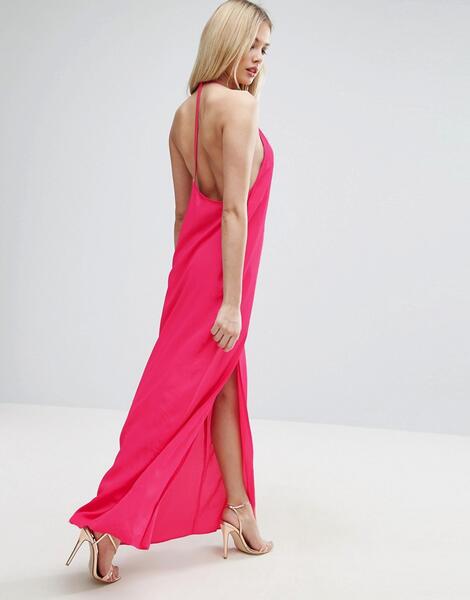 Платье-халтер макси ASOS - Розовый ASOS DESIGN 990056