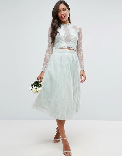 Кружевная юбка для выпускного ASOS Bridesmaid - Зеленый ASOS DESIGN 979948