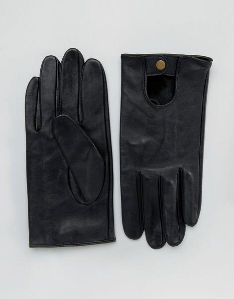 Черные кожаные автомобильные перчатки ASOS - Черный ASOS DESIGN 247576