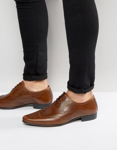Светло-коричневые оксфордские туфли-броги из кожи ASOS DESIGN - Рыжий 861653