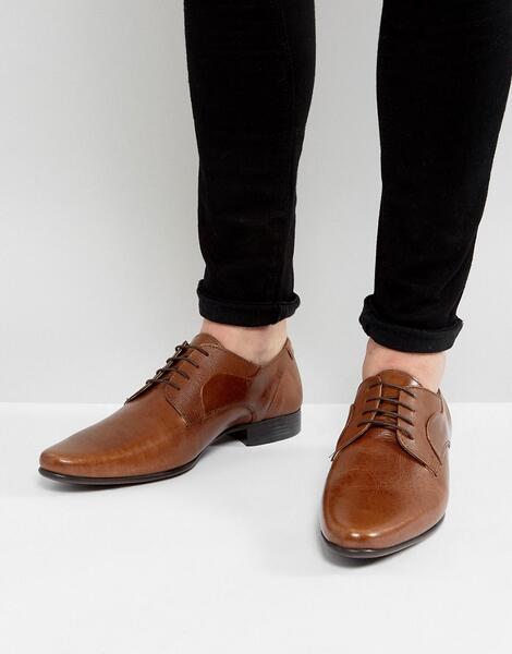 Светло-коричневые кожаные туфли дерби с тиснением ASOS - Рыжий ASOS DESIGN 1021344
