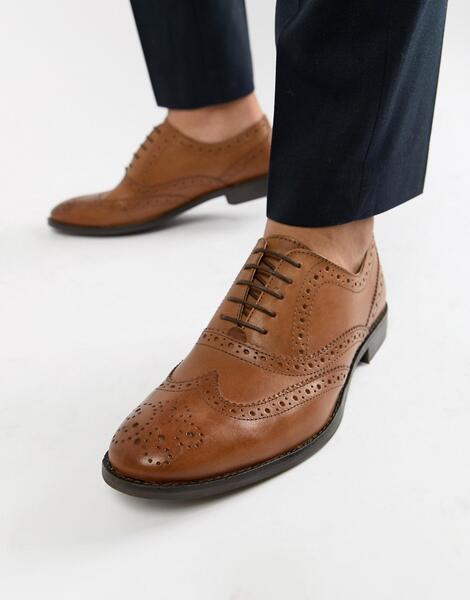 Светло-коричневые оксфордские туфли-броги из кожи ASOS DESIGN - Рыжий 1032721